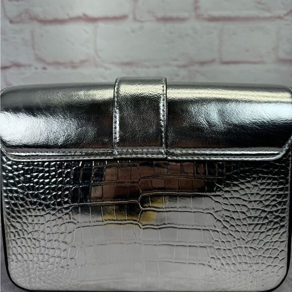 Michael Kors Medium Carmen Silver Embossed Convertible Bag NWT - Picture 5 of 13